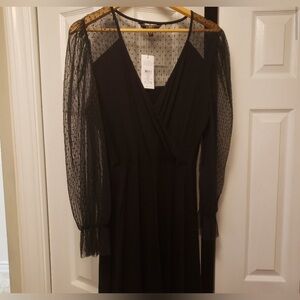 Lipsy Beautiful Litte Black Dress with Gorgeous Sheer Sleeves NWT